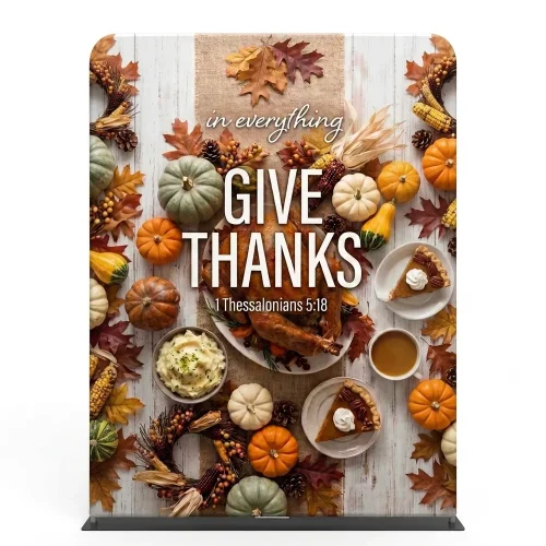 Church Banner 5ft Tension Fabric Thanksgiving Give Thanks 16