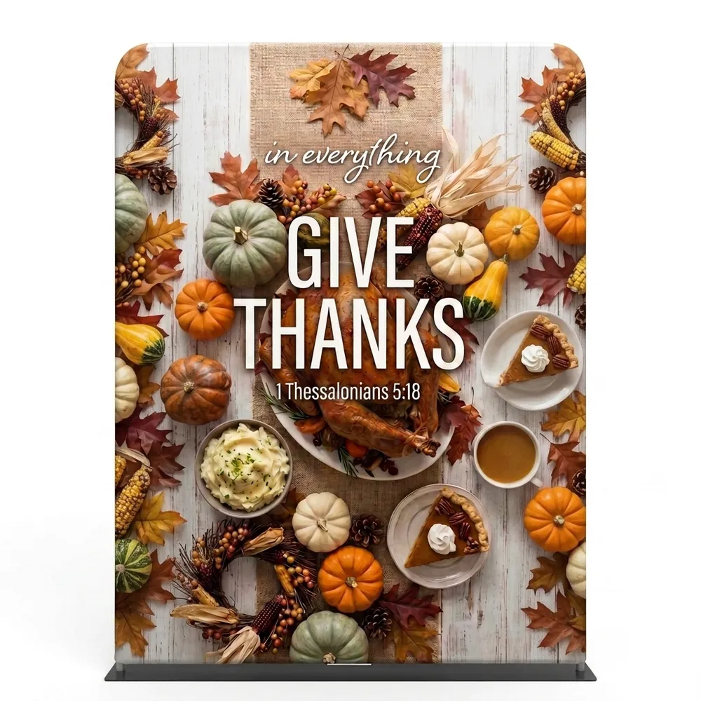 Church Banner 5ft Tension Fabric Thanksgiving Give Thanks 16