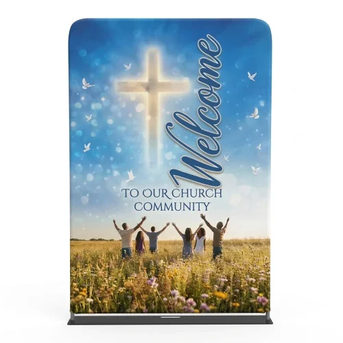 Church Banner 5ft Tension Fabric Welcome 24