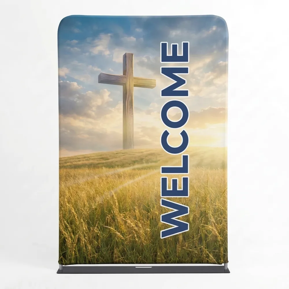 Church Banner 5ft Tension Fabric Welcome 40