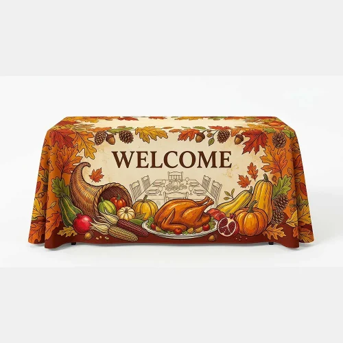 Church Banner 6ft Table Throw Fall Thanksgiving Welcome 4