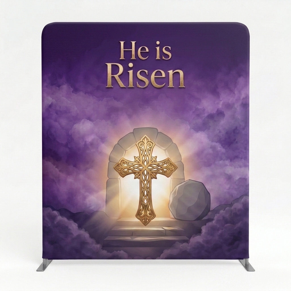 Easter He Is Risen 8 ft Tension Fabric Display Style 3