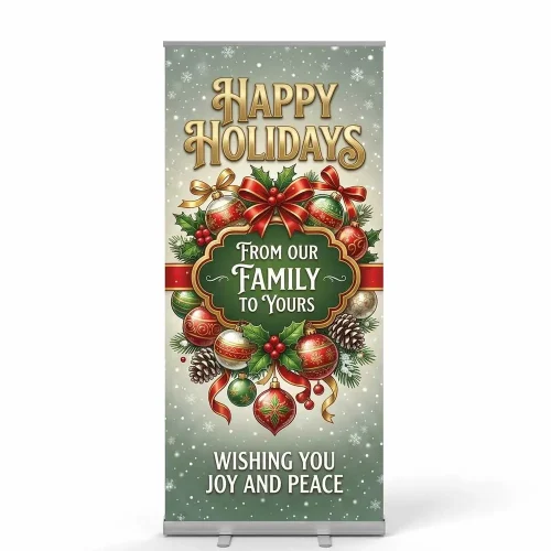 Church Banner Retractable Christmas Happy Holiday
