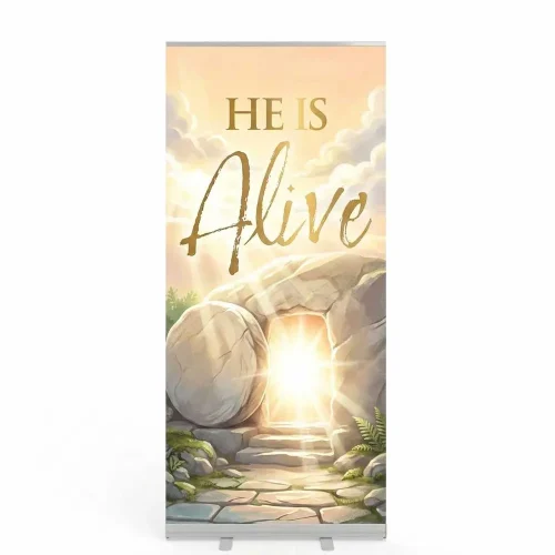 Church Banner Retractable Easter He Is Alive 3