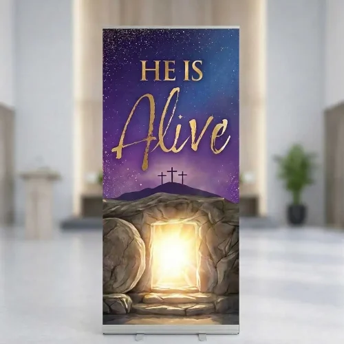 Church Banner Retractable Easter He Is Alive 5
