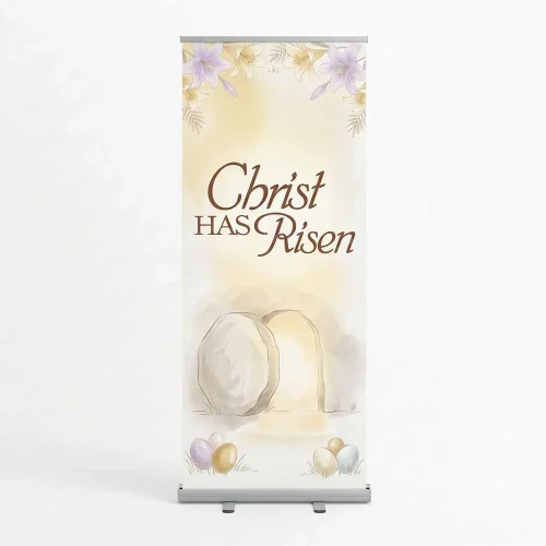 Church Banner Retractable Easter He Is Risen 1