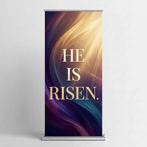 Church Banner Retractable Easter He Is Risen 12
