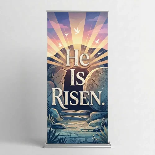 Church Banner Retractable Easter He Is Risen 13