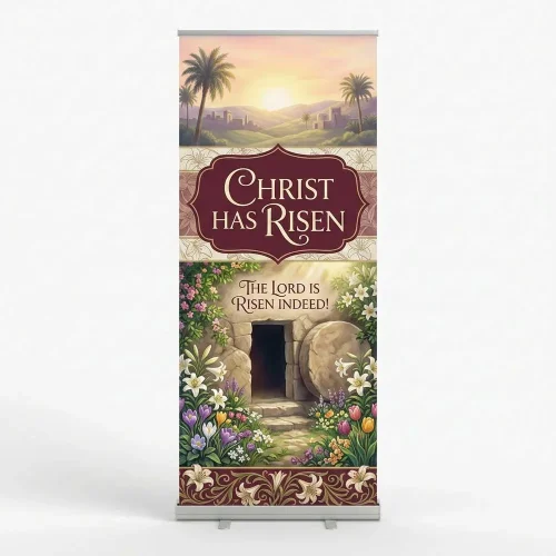 Church Banner Retractable Easter He Is Risen 4