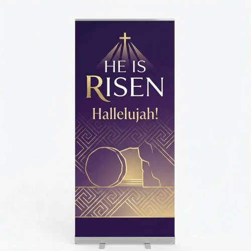 Church Banner Retractable Easter He Is Risen 8