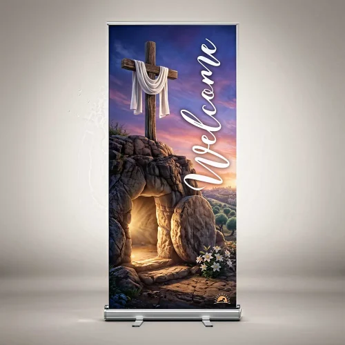 Church Banner Retractable Easter Welcome