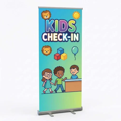 Church Banner Retractable Kids Checkin 10