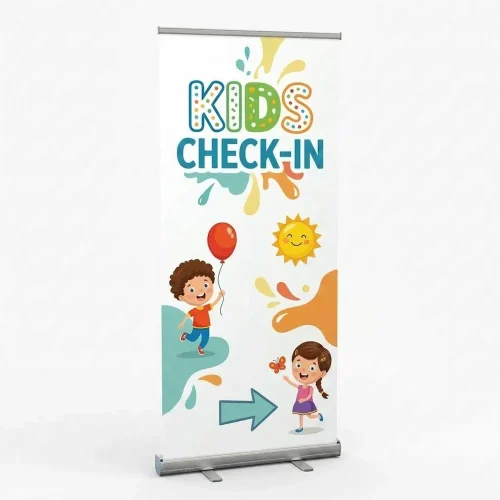 Church Banner Retractable Kids Checkin 9
