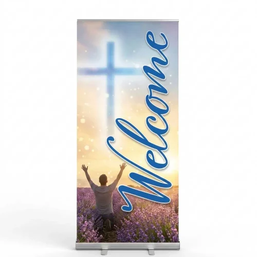 Church Banner Retractable Welcome Cross 1