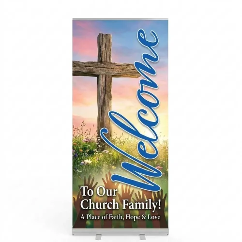 Church Banner Retractable Welcome Cross 2