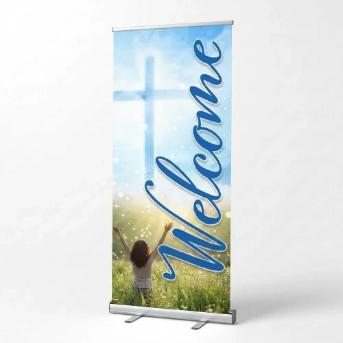 Church Banner Retractable Welcome Cross 6