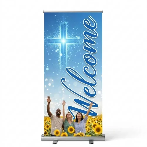 Church Banner Retractable Welcome Cross 7