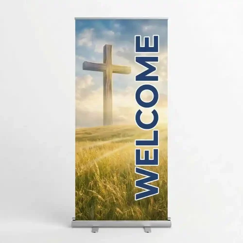 Church Banner Retractable Welcome Cross 8