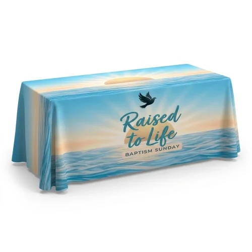 Church Banner Table Throws Baptism Raised To Life 1