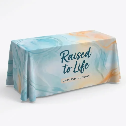 Church Banner Table Throws Baptism Raised To Life 2