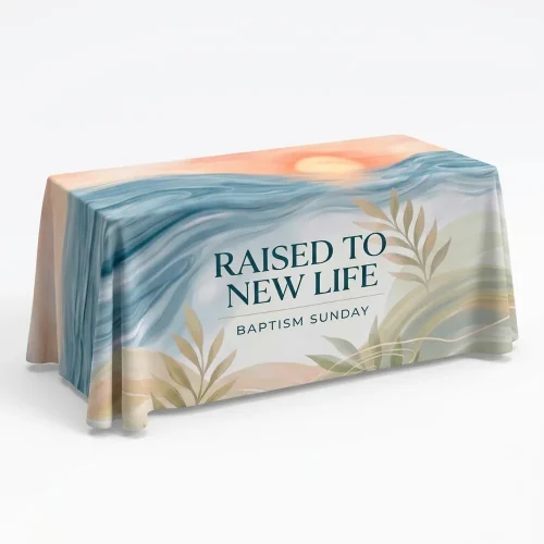 Church Banner Table Throws Baptism Raised To New Life 1