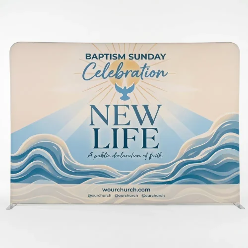 Baptism Celebrating New Life 10 ft Tension Fabric Display Style 6