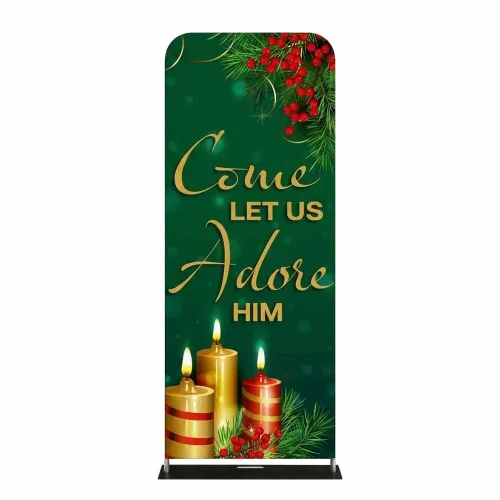 Church Banner Tension Fabric Display Christmas Come Let Us Adore Hima