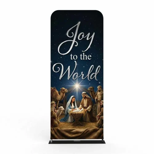 Church Banner Tension Fabric Display Christmas Joy To The World 2