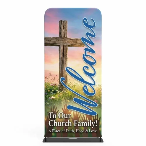 Church Banner Tension Fabric Display Easter Welcome 2
