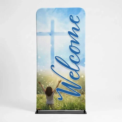 Church Banner Tension Fabric Display Easter Welcome 4