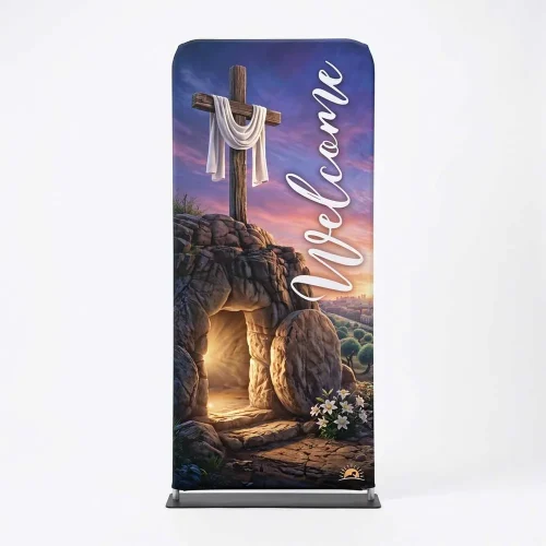 Church Banner Tension Fabric Display Easter Welcome