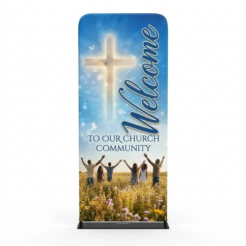 Church Banner Tension Fabric Display Easter Welcome 7