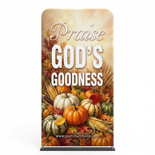 Church Banner Thanksgiving 4ft Tension Fabric Praise Gods Goodness 2