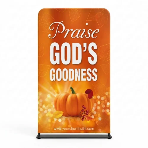 Church Banner Thanksgiving 4ft Tension Fabric Praise Gods Goodness 4