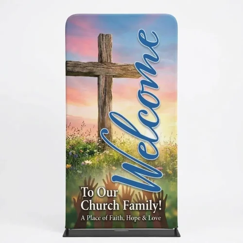 Church Banner Welcome 4ft Tension Fabric 9