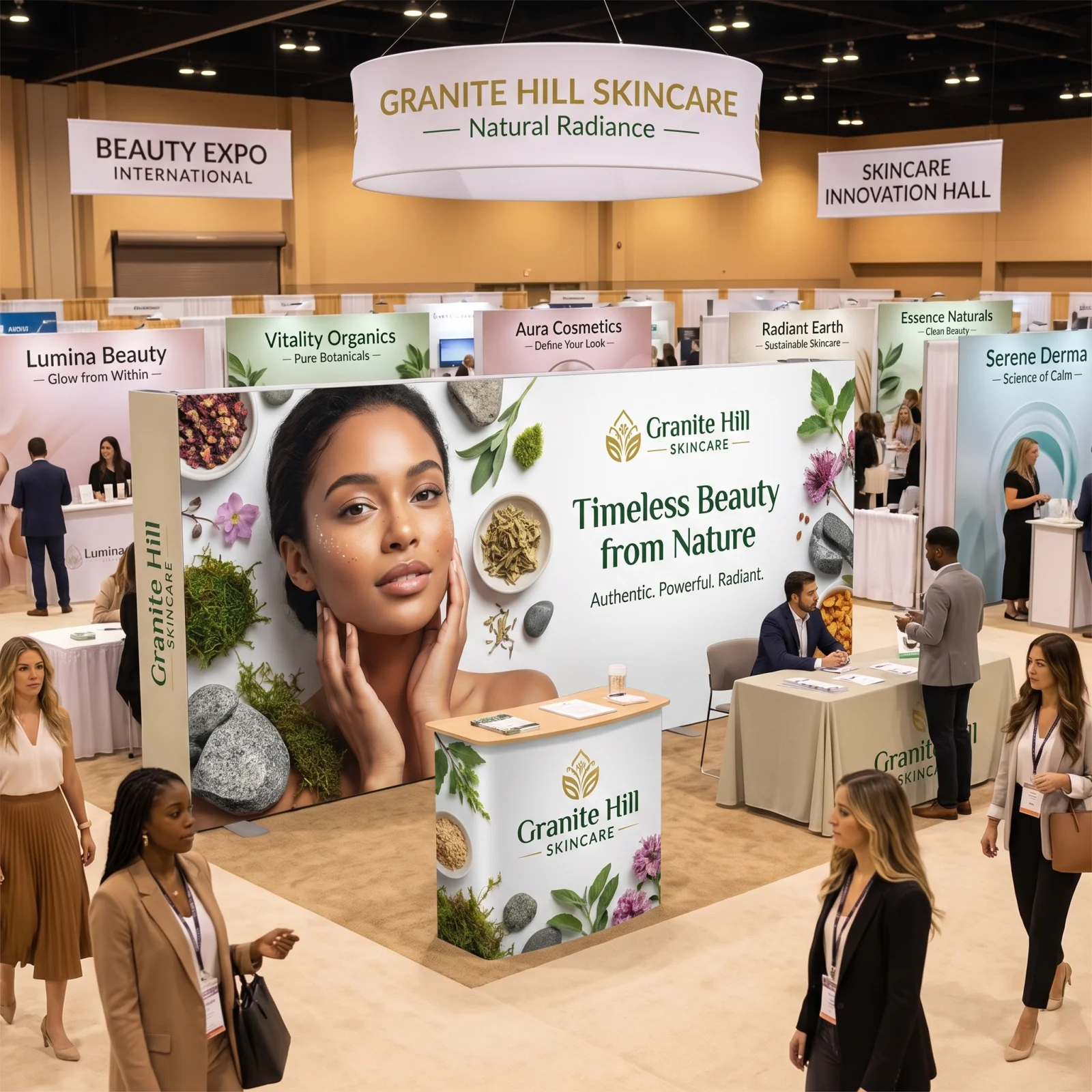 20ft x 8ft Fabric Pop Up Display with Endcaps displayed at an event