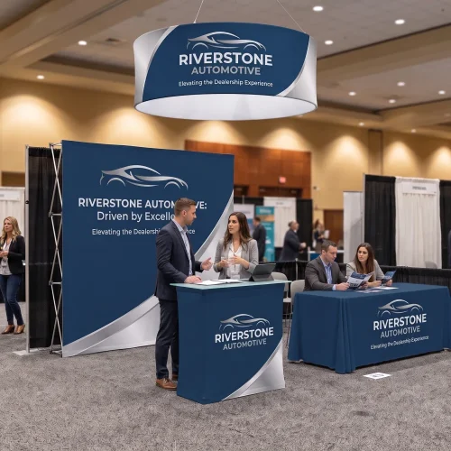 8ft Fabric Pop Up Backdrop displayed at an event
