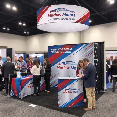 8ft Fabric Pop Up Backdrop displayed at an event